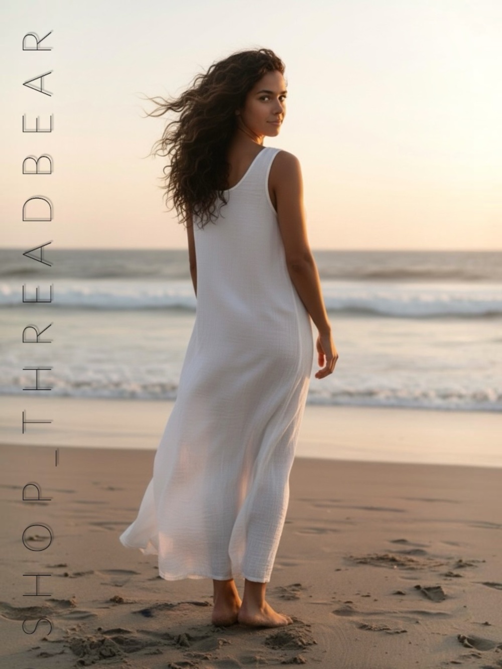 100% Cotton [M · Made In Italy] NWT White Sleeveless Maxi Slip Dress | Small